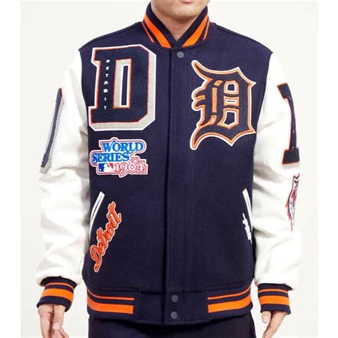 White And Navy Blue Varsity Mash Up Detroit Tigers Varsity Jacket