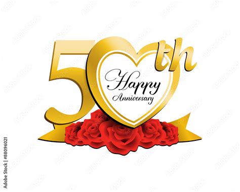 wedding anniversary logo heart 50 Stock Vector | Adobe Stock