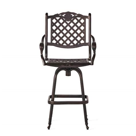 Noble House Nina Swivel Cast Aluminum Outdoor Patio Bar Stool 2601