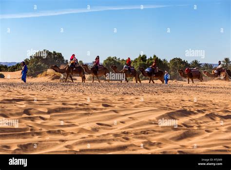 Sand Dunes Erg Chebbi Sahara Desert Merzouga Morocco Stock Photo