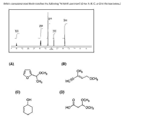 Solved Which Compound Most Likely Matches The Following 1h