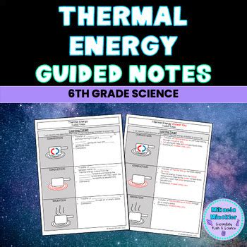 Thermal Energy Guided Notes Convection Conduction Radiation Th Grade