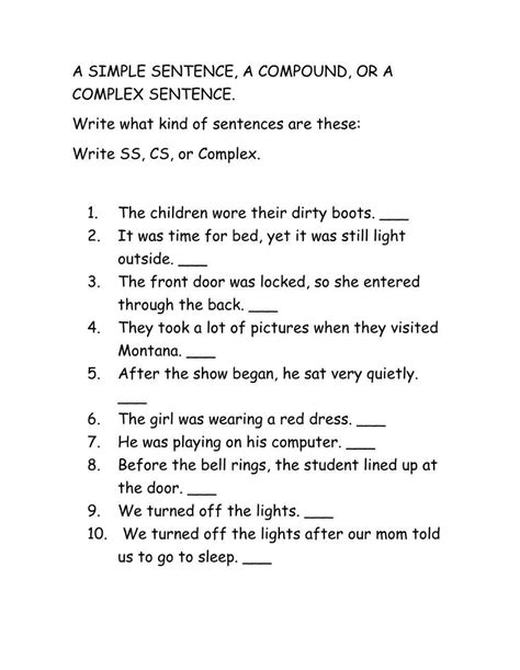 Free Identify Simple And Compound Sentences Worksheet Download Free Identify Simple And