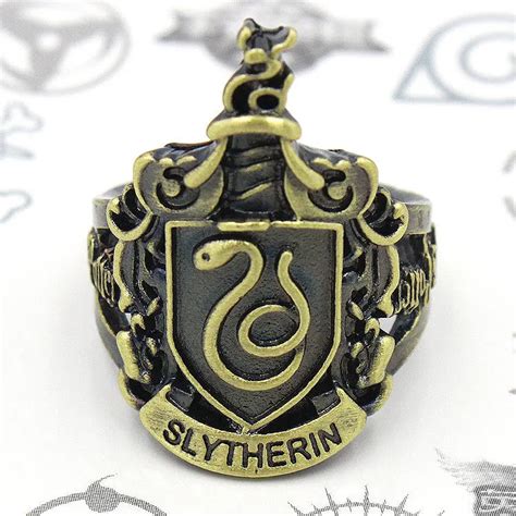 Harri Potter Ring Salazar Slytherin Logo Cosplay Ring Bronze Handmade