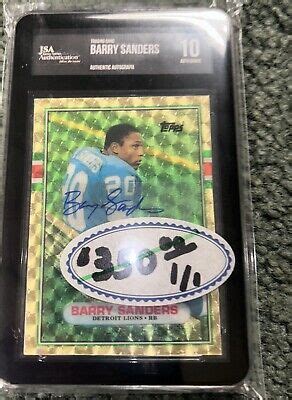 Barry Sanders HOF Signed 1989 Topps Traded 83T RC Rookie JSA DNA 10