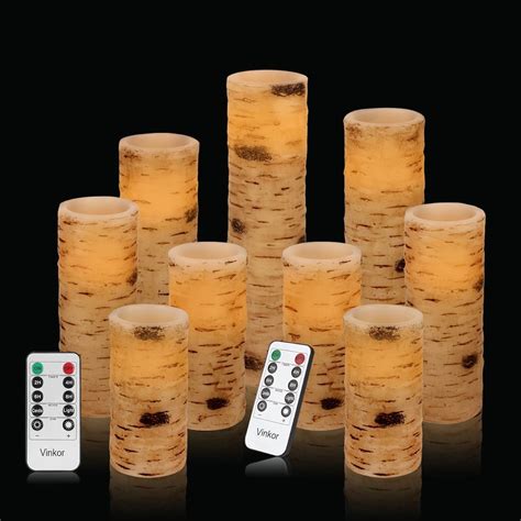 Vinkor Flameless Candles Battery Operated Candles Birch Bark Effect 4