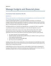 BSBFIM501 Task 1 Part B Docx BSBFIM501 Manage Budgets And Financial