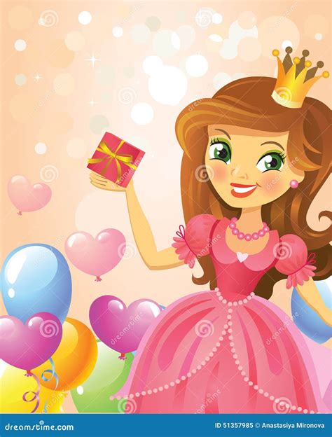 Happy Birthday Princess Greeting Card Stock Vector Illustration Of