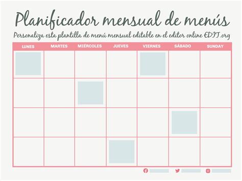 Descartar Clima Giratorio Planning Mensual Plantilla Buena Suerte