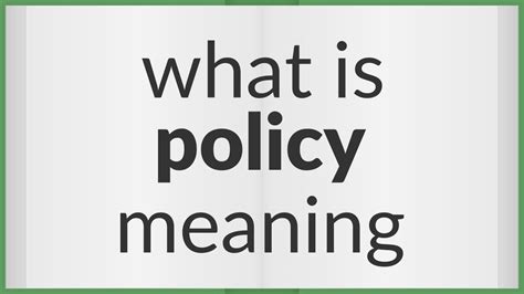 Policy Meaning Of Policy Youtube