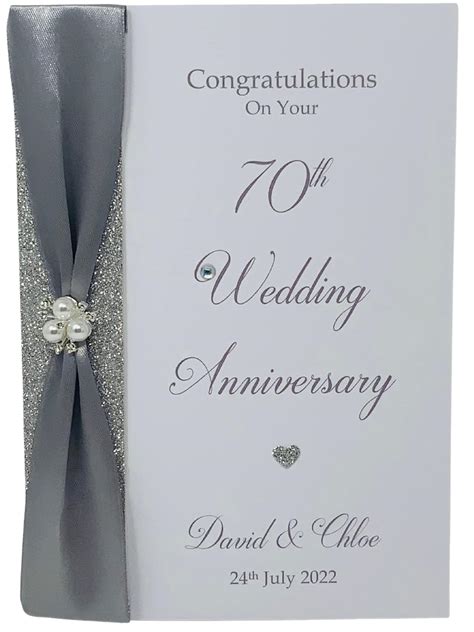 70th Wedding Anniversary Card Platinum 70 Year Seventieth Anniversary