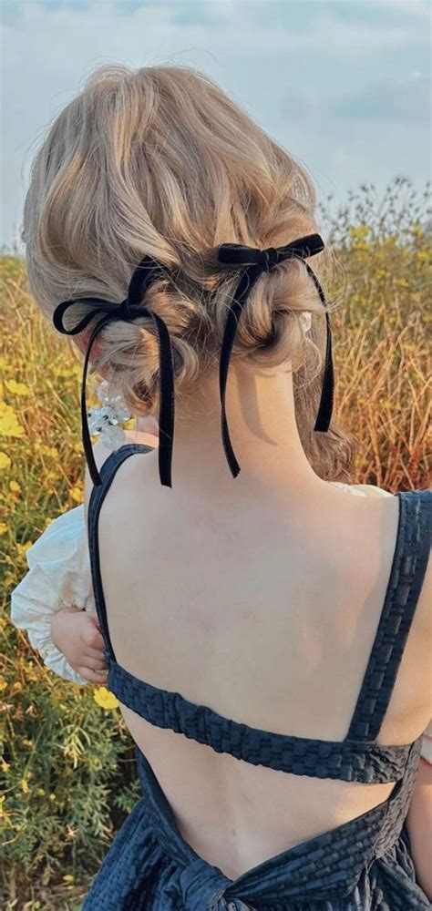 A Trendy Collection Of Hairstyles Adorned With Chic Bows Messy Low