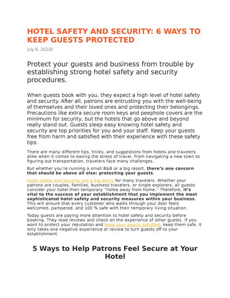 Hotel Safety Regulations at Kai Hartung blog