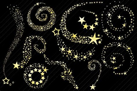 Gold Foil Shooting Stars And Swirls Clip Art By Me And Ameliè Thehungryjpeg