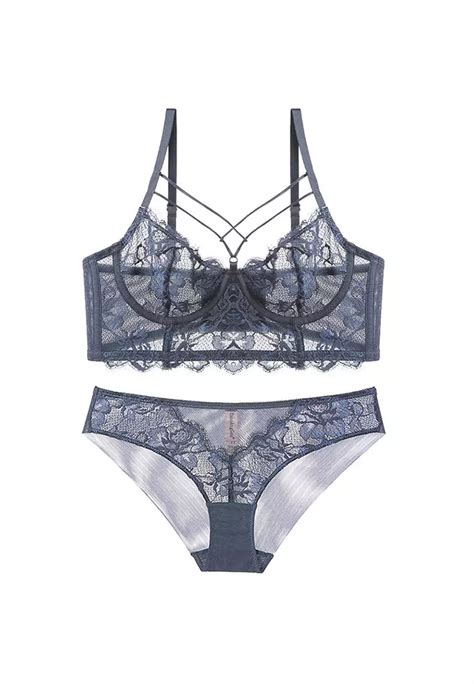 Buy Zitique Lace Lingerie Set Bra And Panty Blue Online