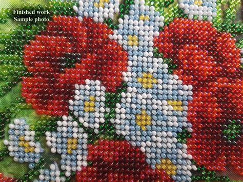 Wildflowers Bead Embroidery Needlepoint Tapestry Kit Poppies Etsy