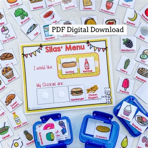 Digital Download Food Choice Board Menu Visual Autism Etsy