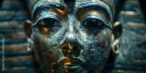 Funeral Mask Of Egyptian Pharaoh Tutankhamun Against Dark Backdrop In