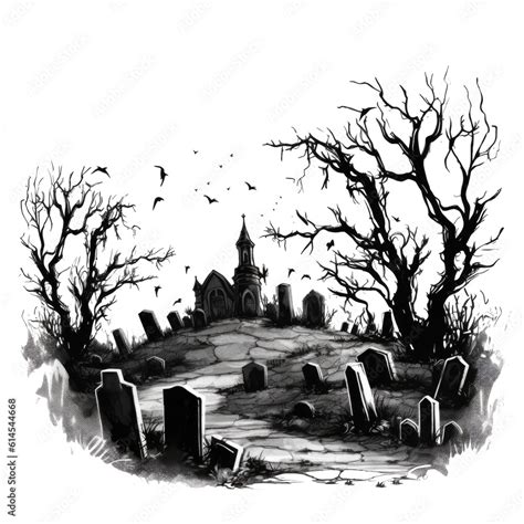 graveyard scene isolated   transparent background generative ai