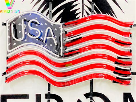 Usa Flag Hd Vivid Neon Sign Light Lamp