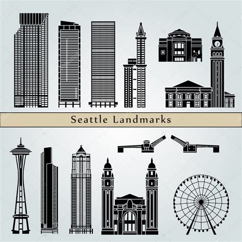 Seattle Landmarks And Monuments Stock Vector By Paulrommer 125041400