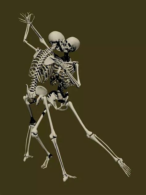 Two Skeletons Are Dancing Together In The Dark