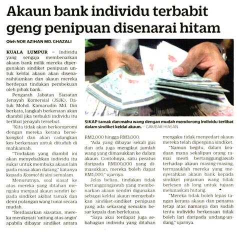 Polis Diraja M Sia On Twitter KERATAN AKHBAR PILIHAN AKAUN BANK