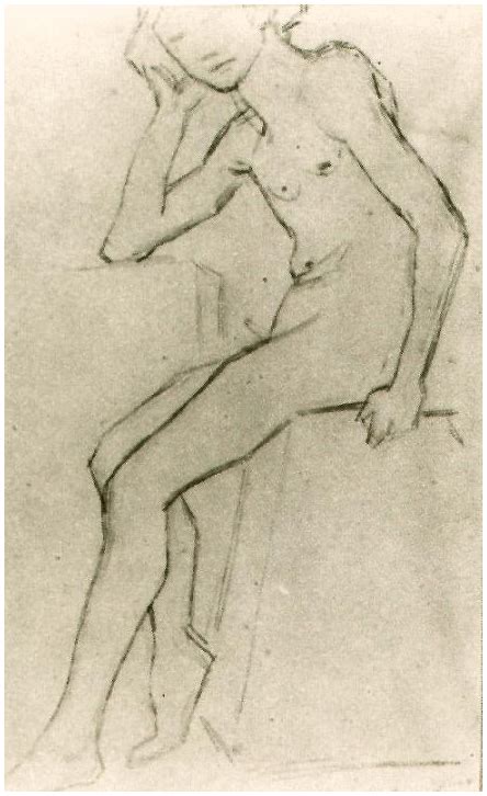 Seated Nude After Bargues By Vincent Van Gogh