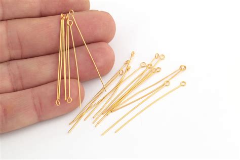 060x45mm 24k Gold Plated Eye Pins Brass Eye Pins Head Pin Gold