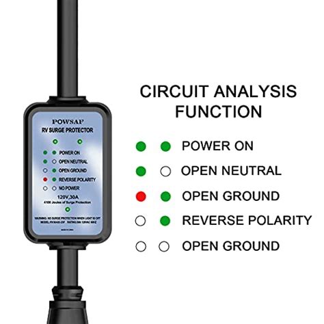 POWSAF 30 Rv Extension Cord 25 FT Waterproof Rv Surge Protector 30