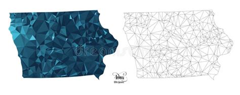 Low Poly Map Of Iowa State Usa Polygonal Shape Vector Illustration Stock Vector Illustration