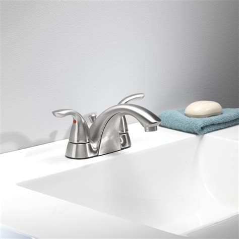 Home2o Gruwell Brushed Nickel 4 In Centerset 2 Handle Watersense Bathroom Sink Faucet With Drain