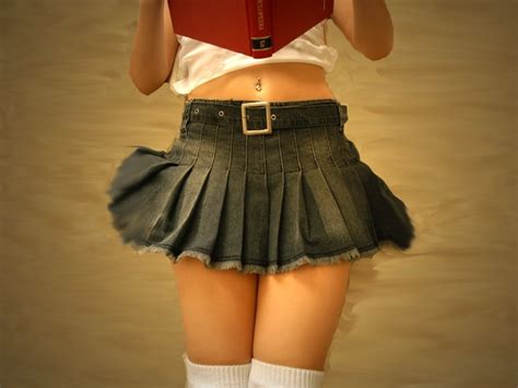 Wallpaper Women Dress Books Denim Skirt Piercing Fashion Belly