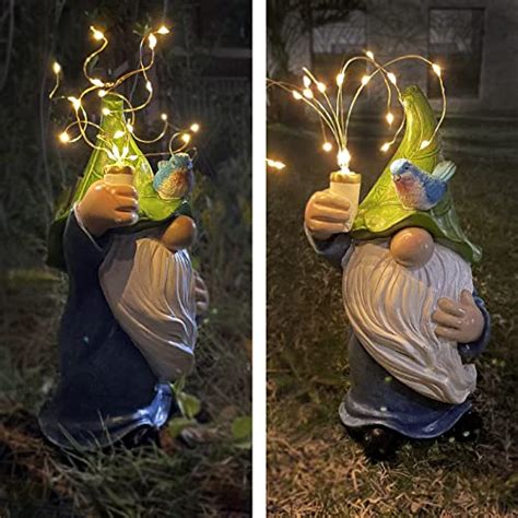 LEGIFO Garden Gnomes With Firework Solar Light Garden Decor For Outside