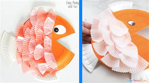 Fish Cupcake Liner And Paper Plate Craft For Kids Youtube