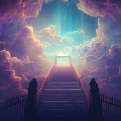 Stairway And Gate To Heaven Generative Ai Stock Illustration