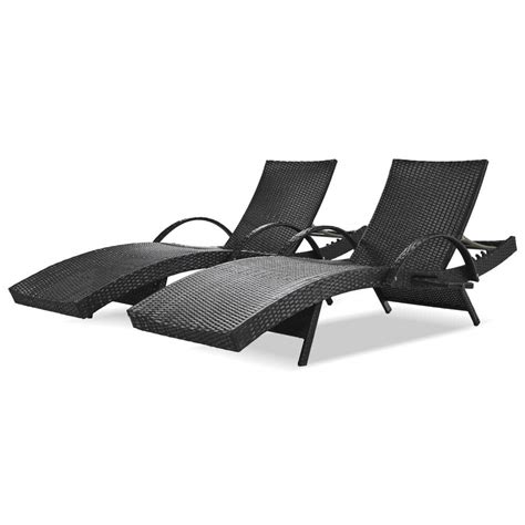 Anvil Black Piece Wicker Adjustable Outdoor Chaise Lounge Patio