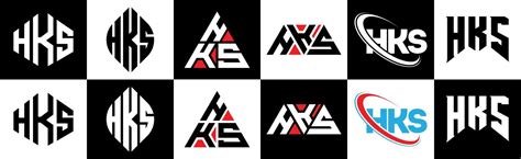 HKS letter logo design in six style. HKS polygon, circle, triangle ...