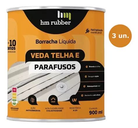 3 Borracha Líquida Cinza Veda Telha Parafuso 900ml Hm Rubber