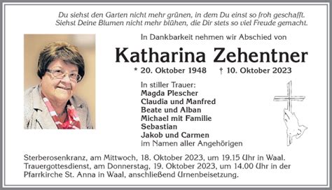 Traueranzeigen von Katharina Zehentner Allgäuer Zeitung