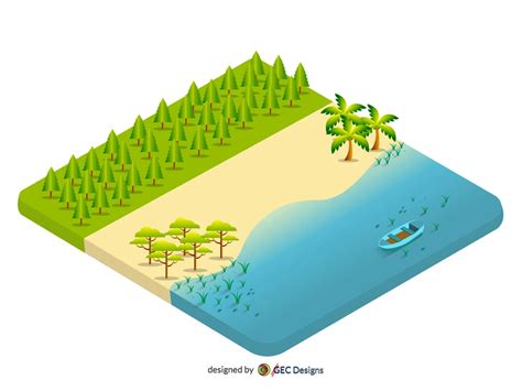 Isometric Beach Vector Concept Illustration Gec Designs