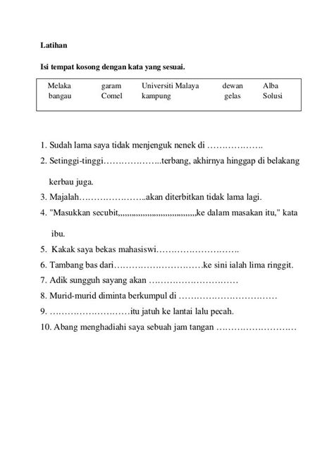 Latihan Kata Nama Am Dan Khas Tahun 1 Pdf 1ab