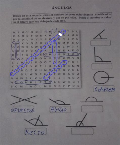 Angulos Busca En La Sopa De Letra Y Pon Le Nombre Cada Angulo En El