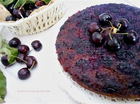 Torta Rovesciata Senza Glutine Con Ciliege Fresche Dolci Senza Glutine