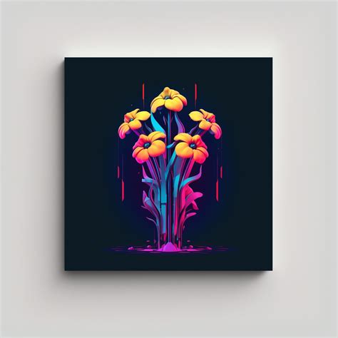 Cuadro Minimalista De Flores Cyberpunk Con Finas L Neas Decocuadros