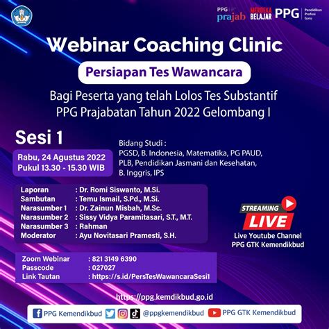 Webinar Coaching Clinic Persiapan Tes Wawancara Calon Peserta Ppg