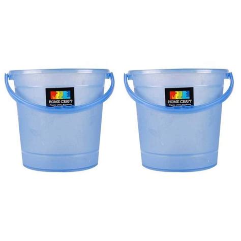 Wudore Combo Set Of 2 20 L Unbreakable Plastic Buckets Blue For Home