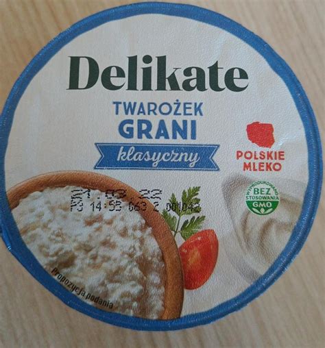 Twarożek grani klasyczny Delikate kalorie kJ a nutriční hodnoty