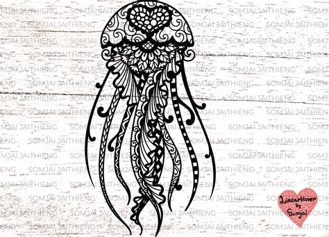 Hand Drawn Jellyfish Svg Jellyfish Zentangle Svg Zentangle Etsy