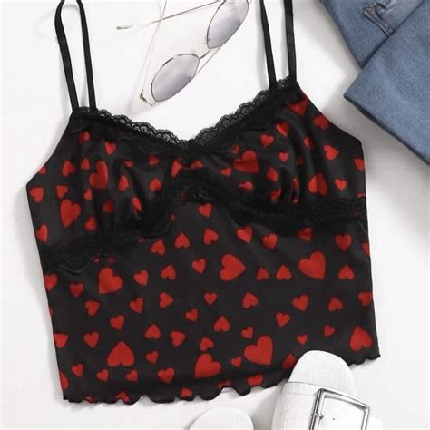 Heart Crop Top From Shein Worn A Bit But No Flaws Depop